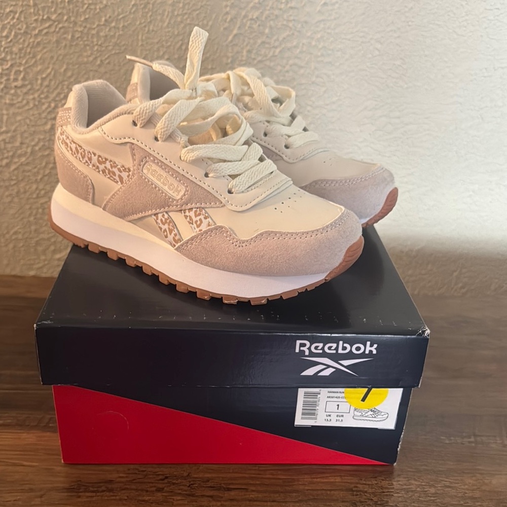 Reebok Cream and Tan Sneakers with Suede and Mesh